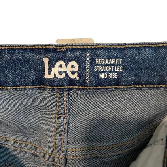 Lee Women Regular Fit Straight Leg Mid Rise Med Wash Jeans Denim Size14p Petite - Picture 4 of 10